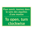 Pour ouvrir, tournez dans le sens /.../ - To open, turn clockwise