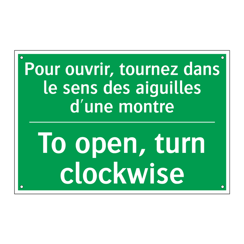 Pour ouvrir, tournez dans le sens /.../ - To open, turn clockwise
