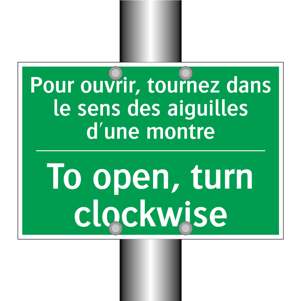 Pour ouvrir, tournez dans le sens /.../ - To open, turn clockwise