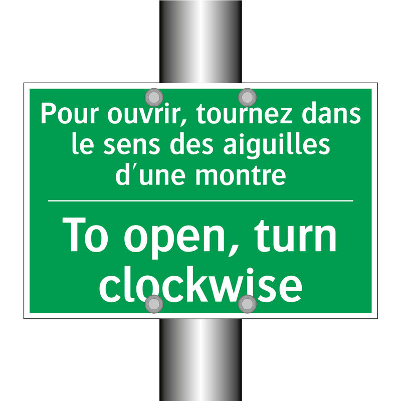 Pour ouvrir, tournez dans le sens /.../ - To open, turn clockwise