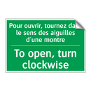 Pour ouvrir, tournez dans le sens /.../ - To open, turn clockwise