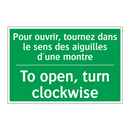 Pour ouvrir, tournez dans le sens /.../ - To open, turn clockwise