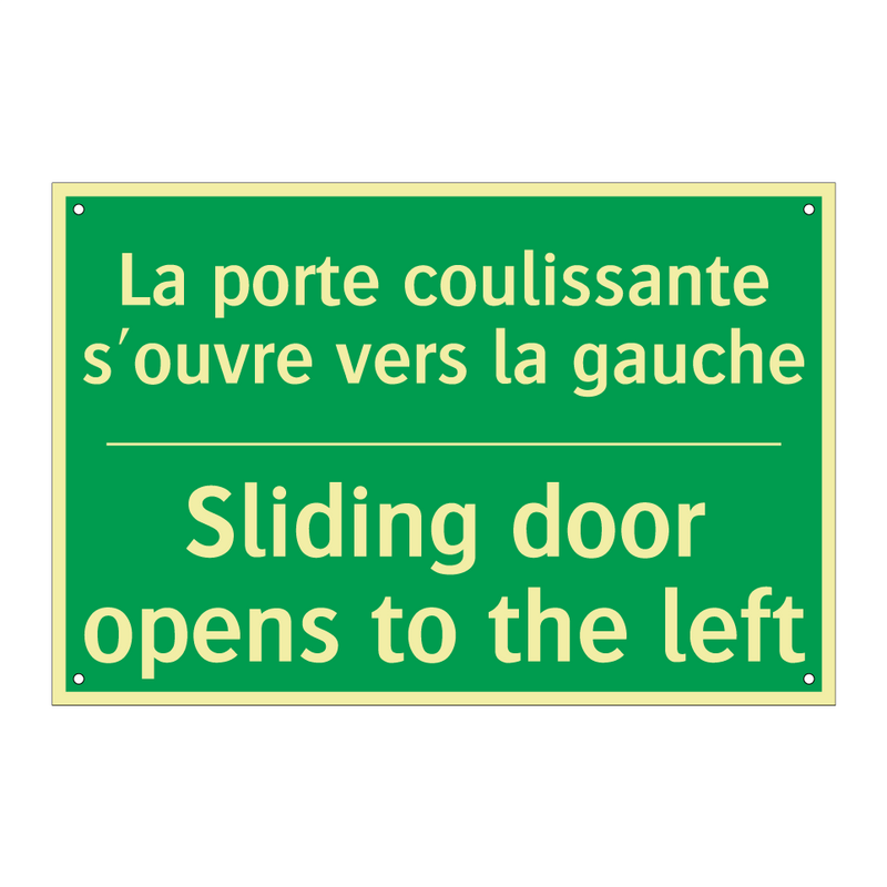 La porte coulissante s'ouvre vers /.../ - Sliding door opens to the left