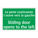 La porte coulissante s'ouvre vers /.../ - Sliding door opens to the left