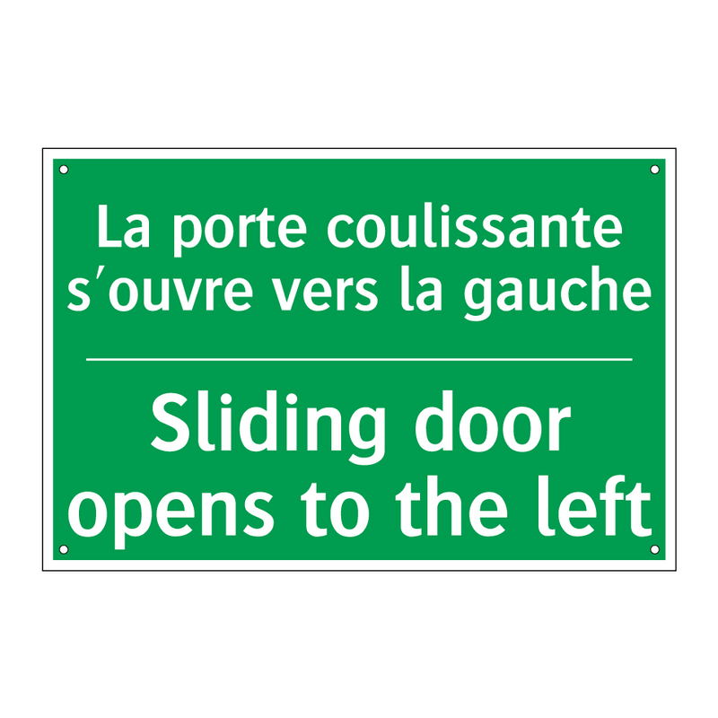 La porte coulissante s'ouvre vers /.../ - Sliding door opens to the left