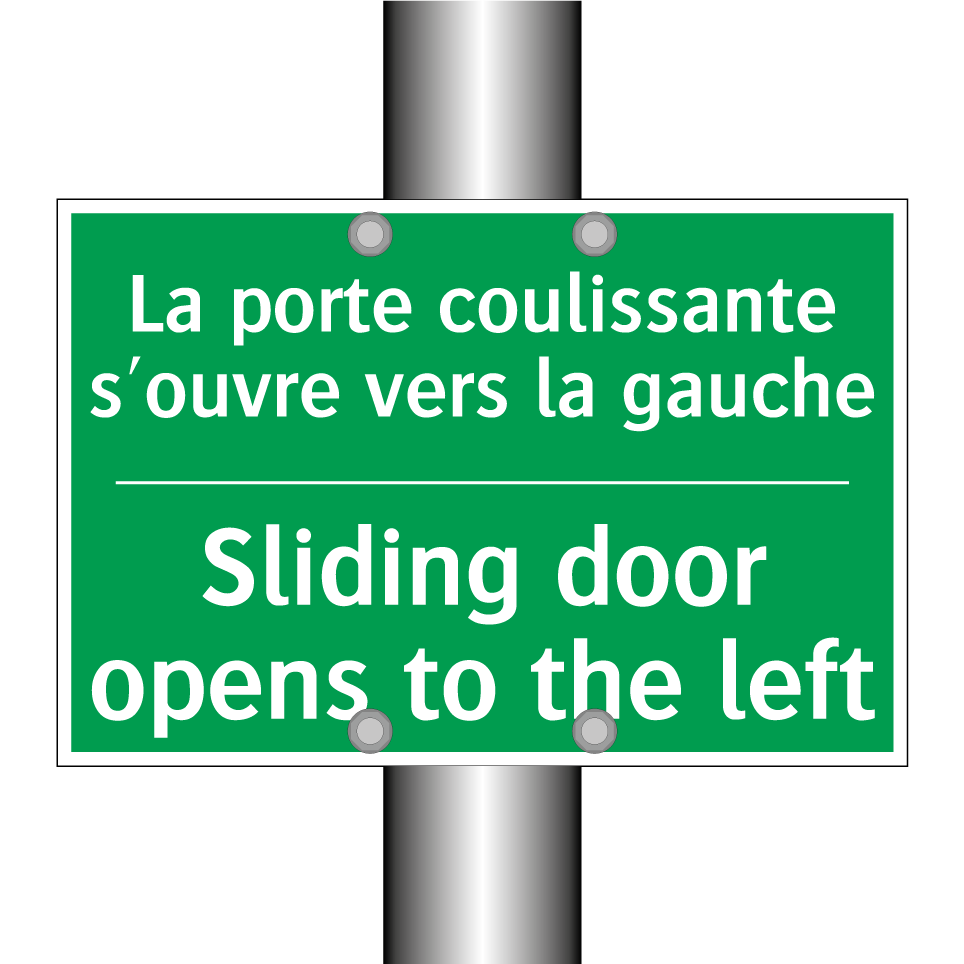 La porte coulissante s'ouvre vers /.../ - Sliding door opens to the left