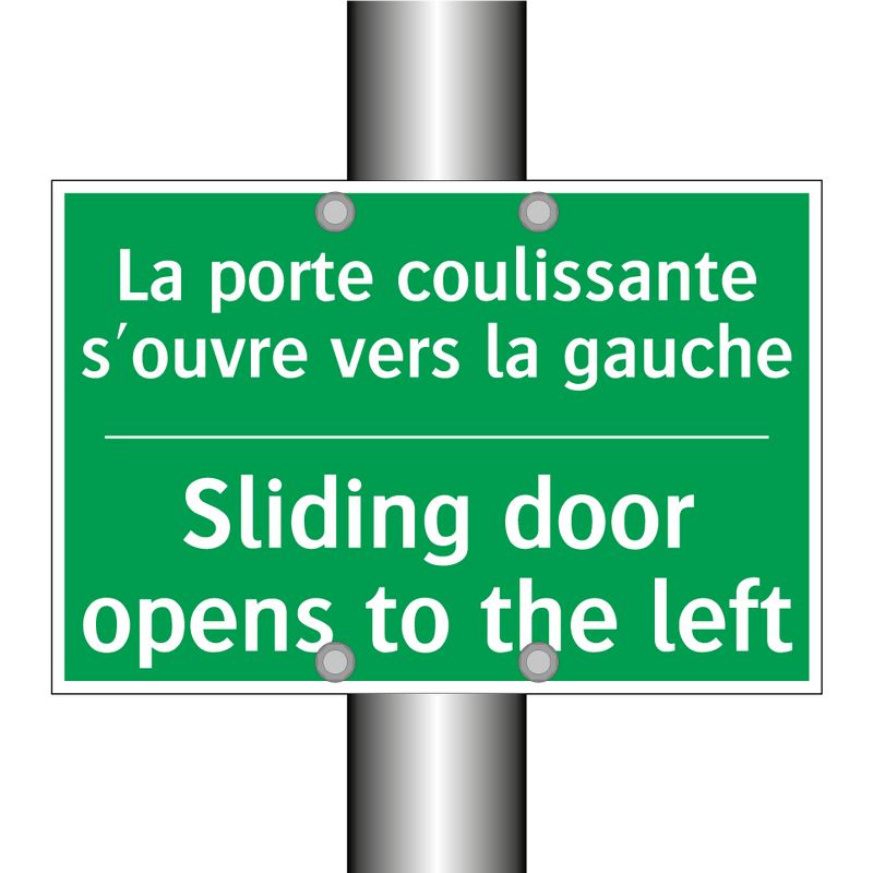 La porte coulissante s'ouvre vers /.../ - Sliding door opens to the left