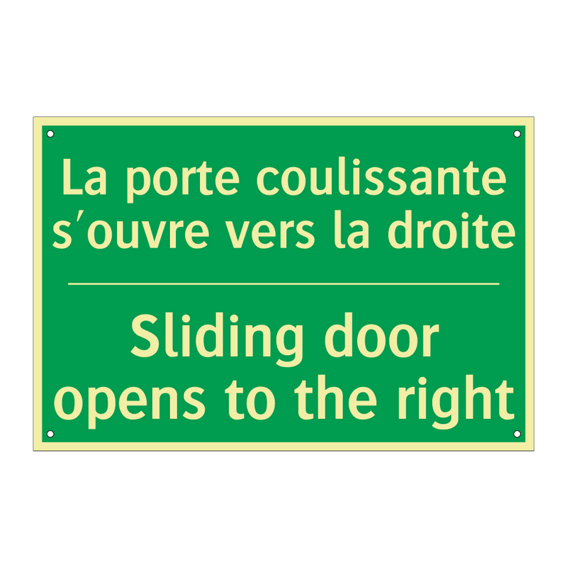 La porte coulissante s'ouvre vers /.../ - Sliding door opens to the right /.../