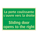 La porte coulissante s'ouvre vers /.../ - Sliding door opens to the right /.../