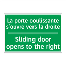 La porte coulissante s'ouvre vers /.../ - Sliding door opens to the right /.../