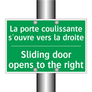 La porte coulissante s'ouvre vers /.../ - Sliding door opens to the right /.../