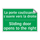La porte coulissante s'ouvre vers /.../ - Sliding door opens to the right /.../