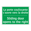 La porte coulissante s'ouvre vers /.../ - Sliding door opens to the right /.../