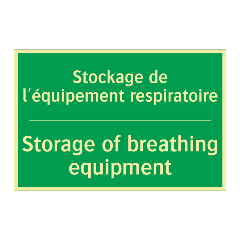 Stockage de l'équipement respiratoire /.../ - Storage of breathing equipment