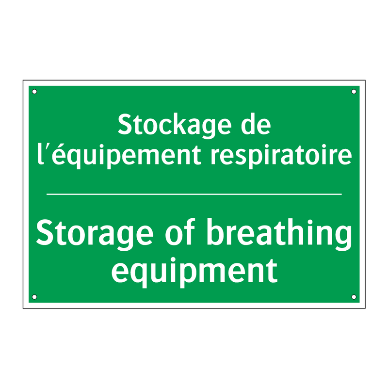 Stockage de l'équipement respiratoire /.../ - Storage of breathing equipment