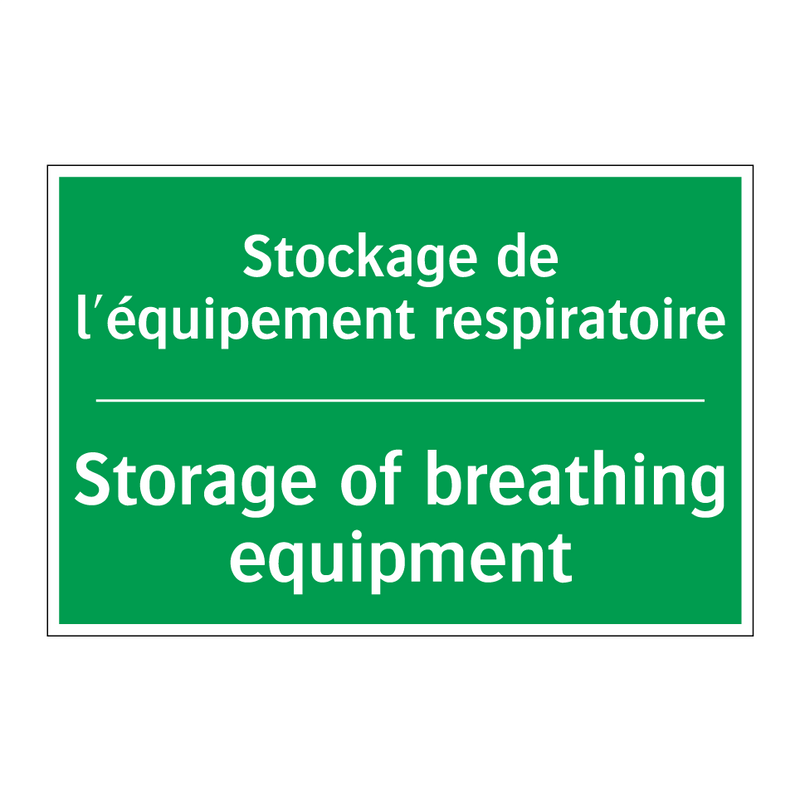 Stockage de l'équipement respiratoire /.../ - Storage of breathing equipment