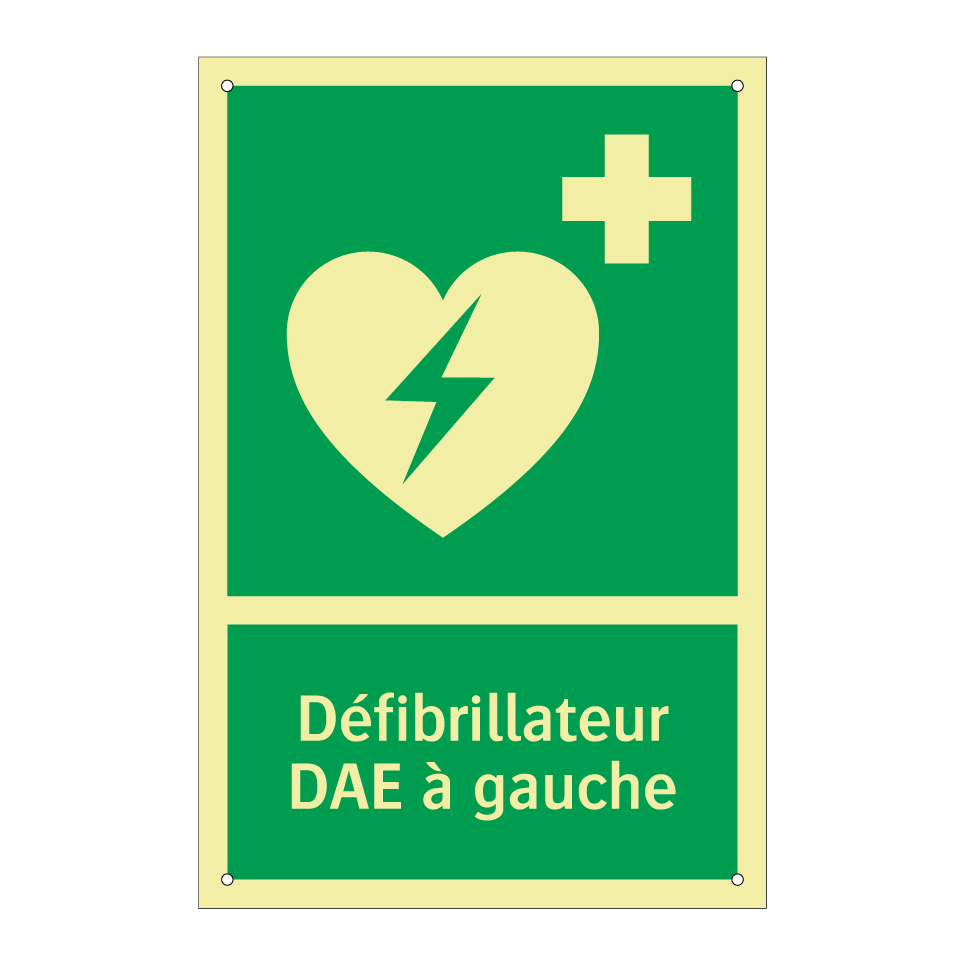 Défibrillateur DAE à gauche