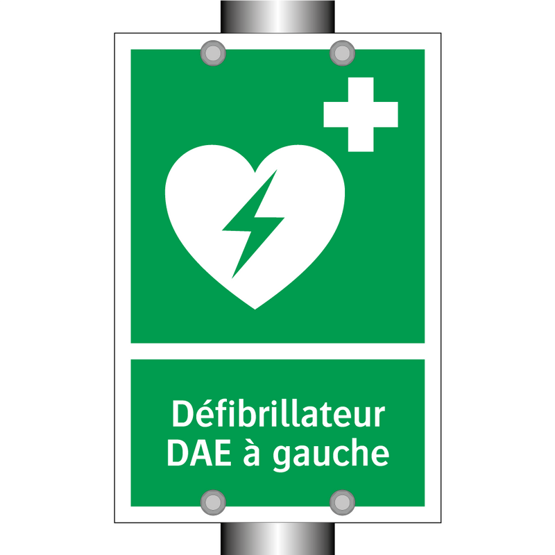 Défibrillateur DAE à gauche