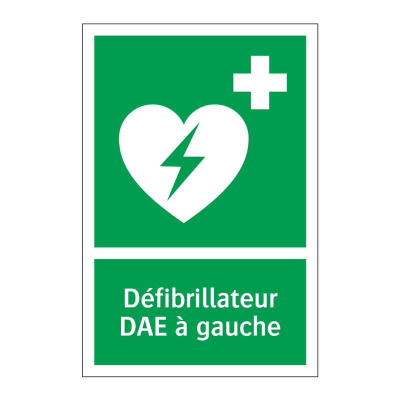 Défibrillateur DAE à gauche