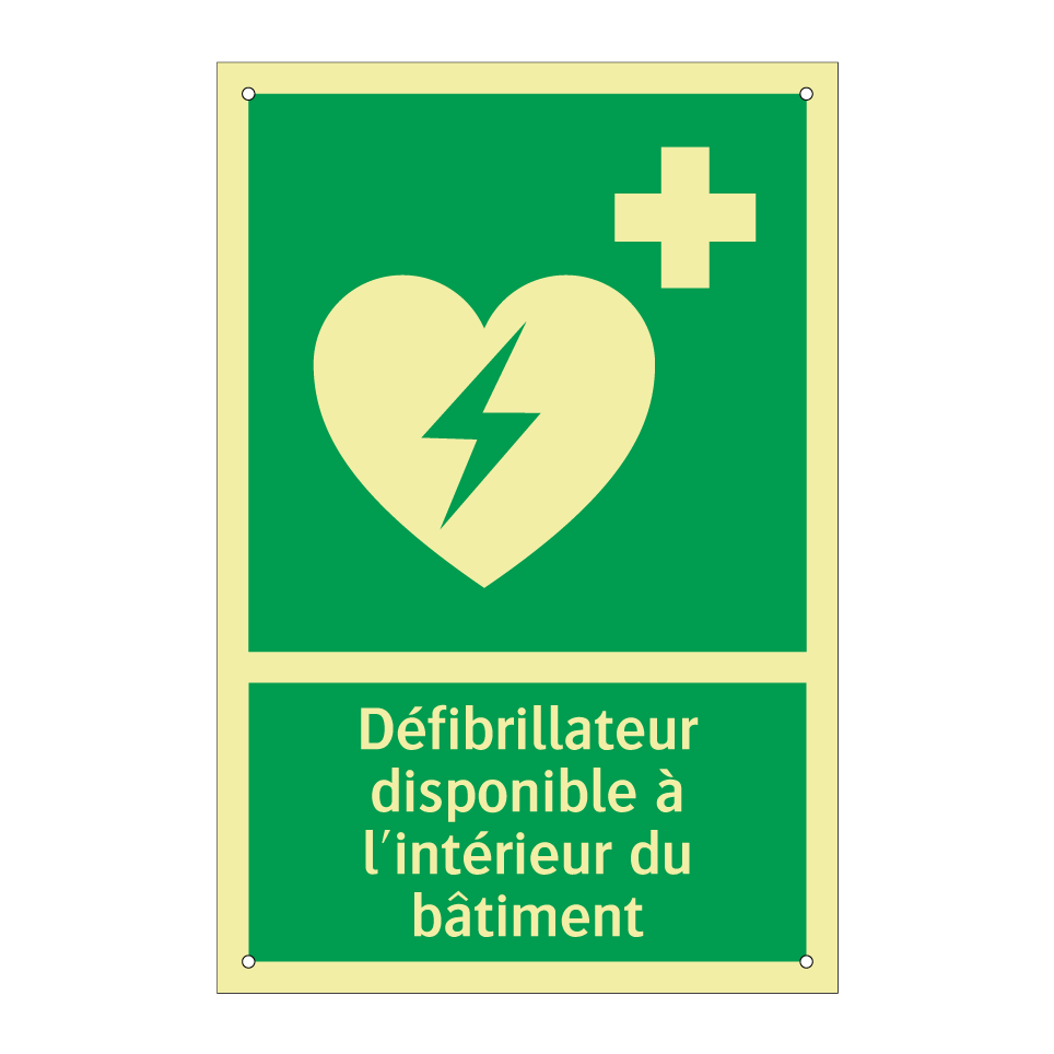 Défibrillateur disponible à l'intérieur du bâtiment