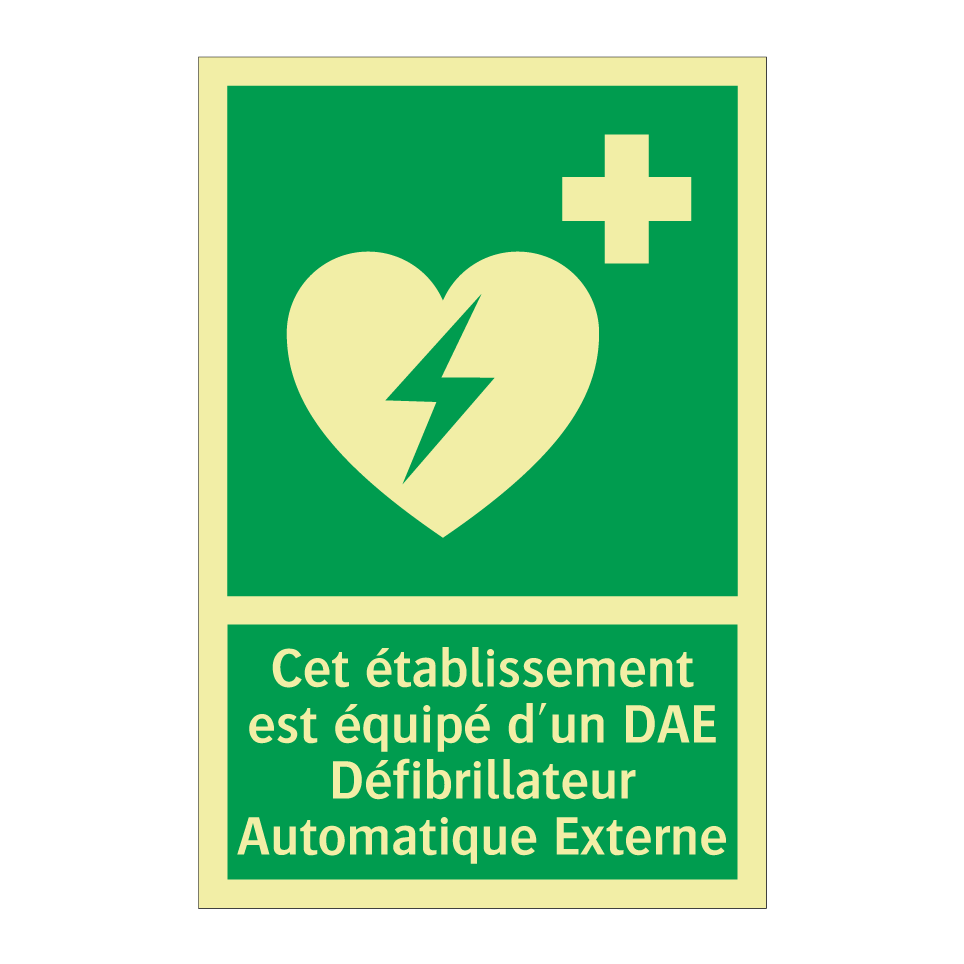 Cet établissement est équipé d'un DAE Défibrillateur Automatique Externe