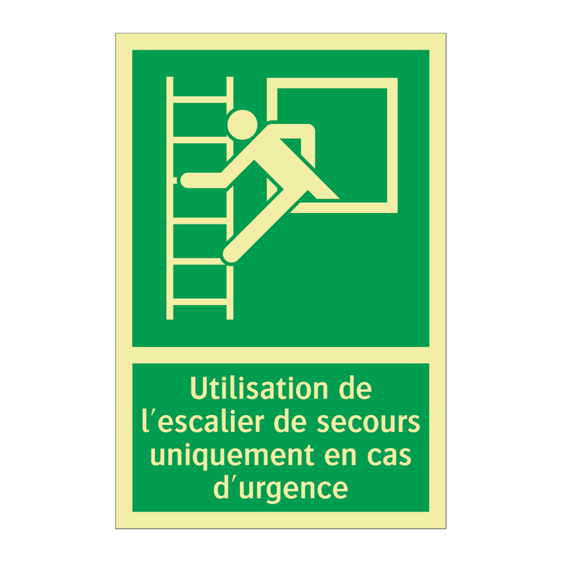 Utilisation de l'escalier de secours uniquement en cas d'urgence