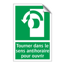 Tourner dans le sens antihoraire pour ouvrir