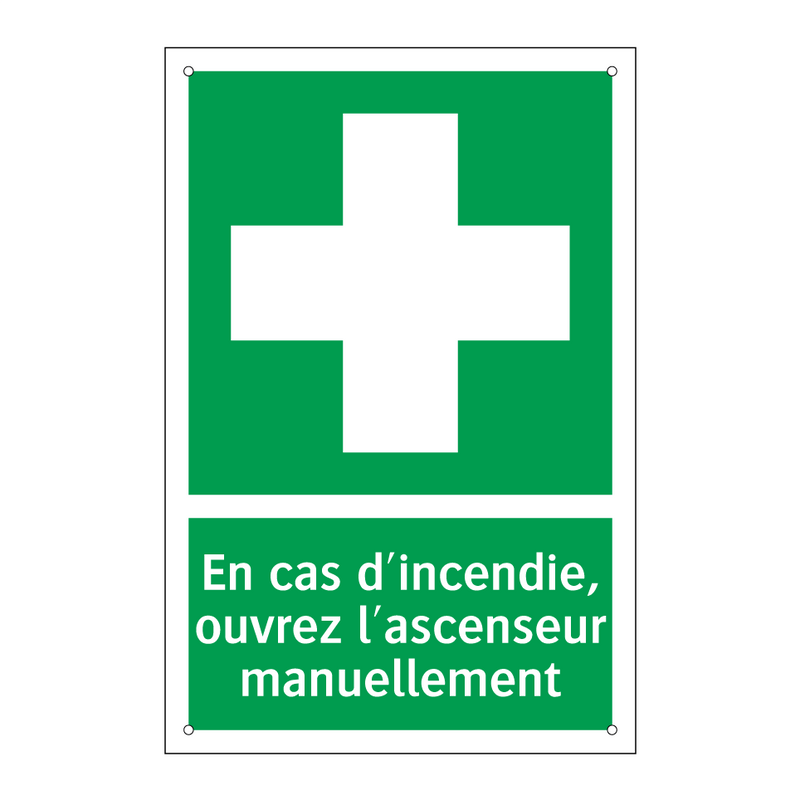 En cas d'incendie, ouvrez l'ascenseur manuellement