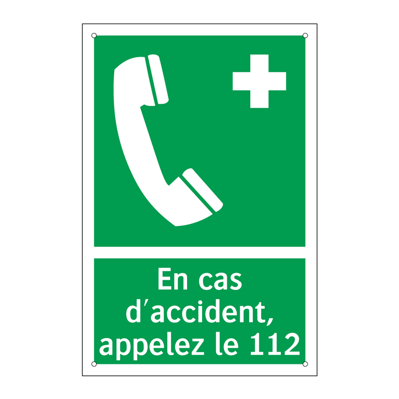En cas d'accident, appelez le 112