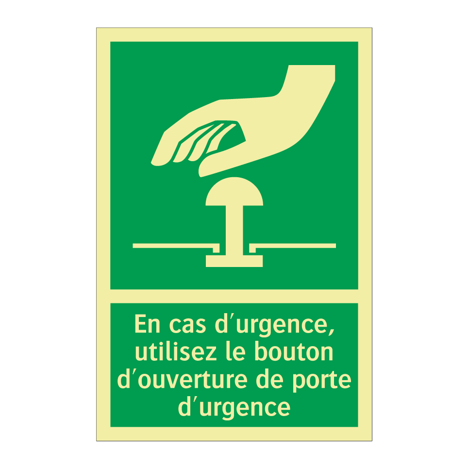 En cas d'urgence, utilisez le bouton d'ouverture de porte d'urgence