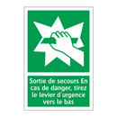 Sortie de secours En cas de danger, tirez le levier d'urgence vers le bas