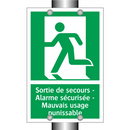 Sortie de secours - Alarme sécurisée - Mauvais usage punissable
