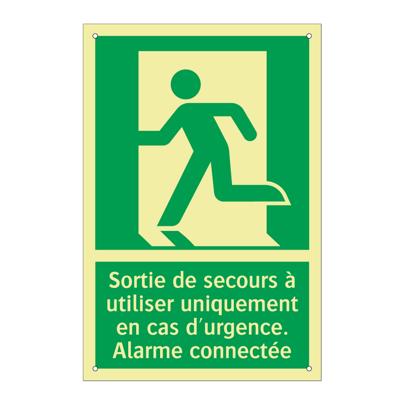 Sortie de secours à utiliser uniquement en cas d'urgence. Alarme connectée