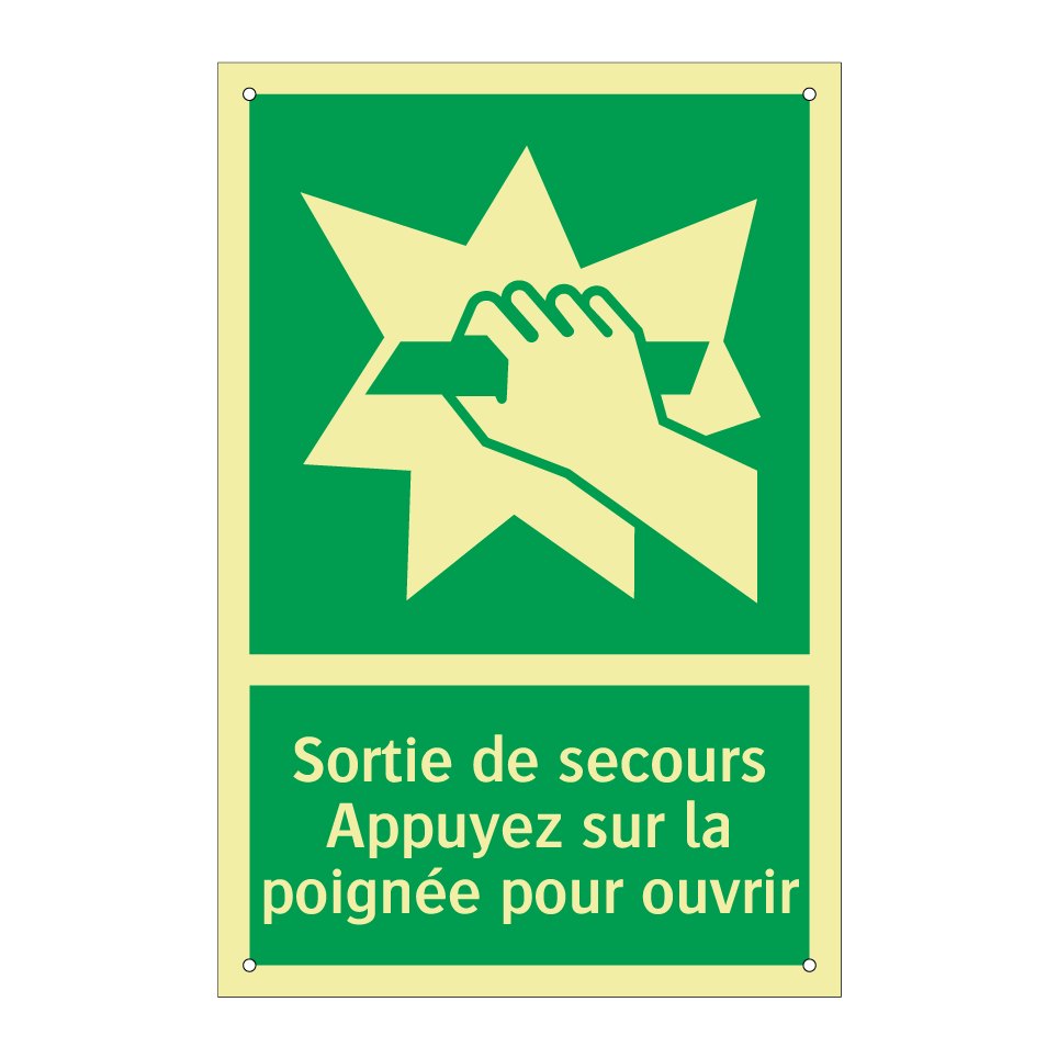 Sortie de secours Appuyez sur la poignée pour ouvrir