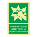 Sortie de secours Appuyez sur la poignée pour ouvrir