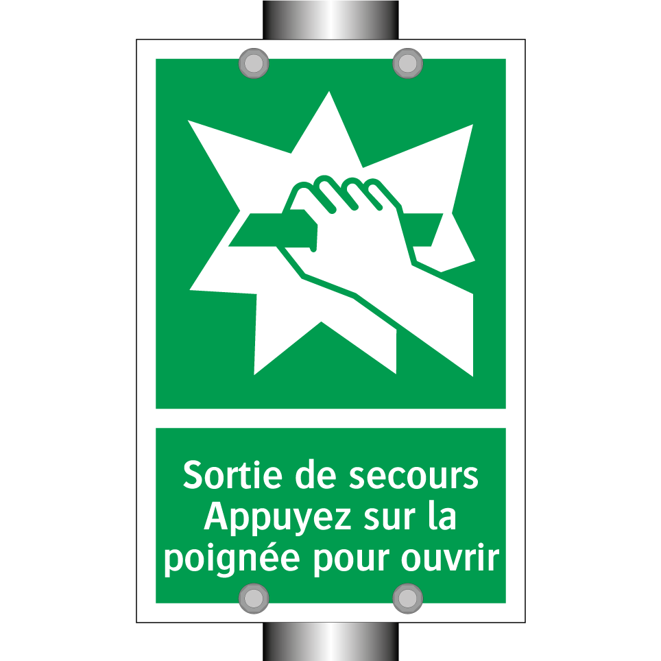 Sortie de secours Appuyez sur la poignée pour ouvrir