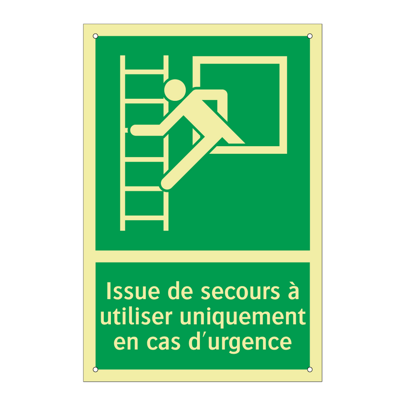 Issue de secours à utiliser uniquement en cas d'urgence