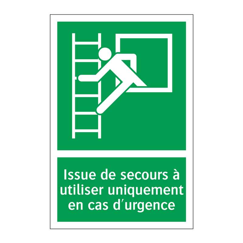 Issue de secours à utiliser uniquement en cas d'urgence