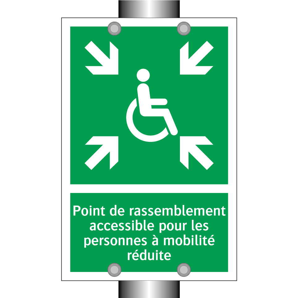 Point de rassemblement accessible pour les personnes à mobilité réduite