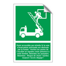 Point accessible par échelle Si la voie d'évacuation principale est obstruée par la fumée : Fermez les portes de l'escalier et signalez votre présence à cette fenêtre. Attendez les pompiers. Attention : Risque de chute ! Gardez toujours l'accès dégagé !