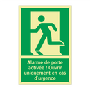 Alarme de porte activée ! Ouvrir uniquement en cas d'urgence