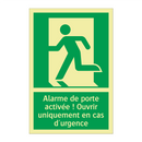 Alarme de porte activée ! Ouvrir uniquement en cas d'urgence
