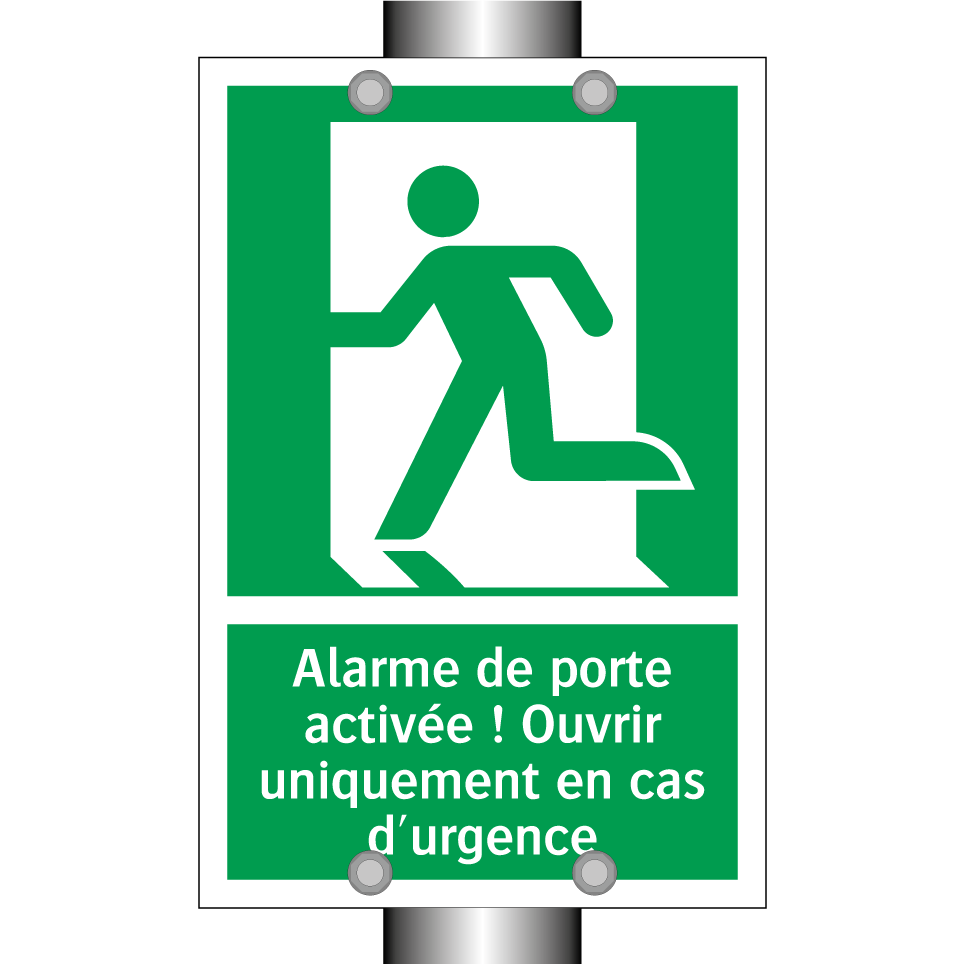 Alarme de porte activée ! Ouvrir uniquement en cas d'urgence