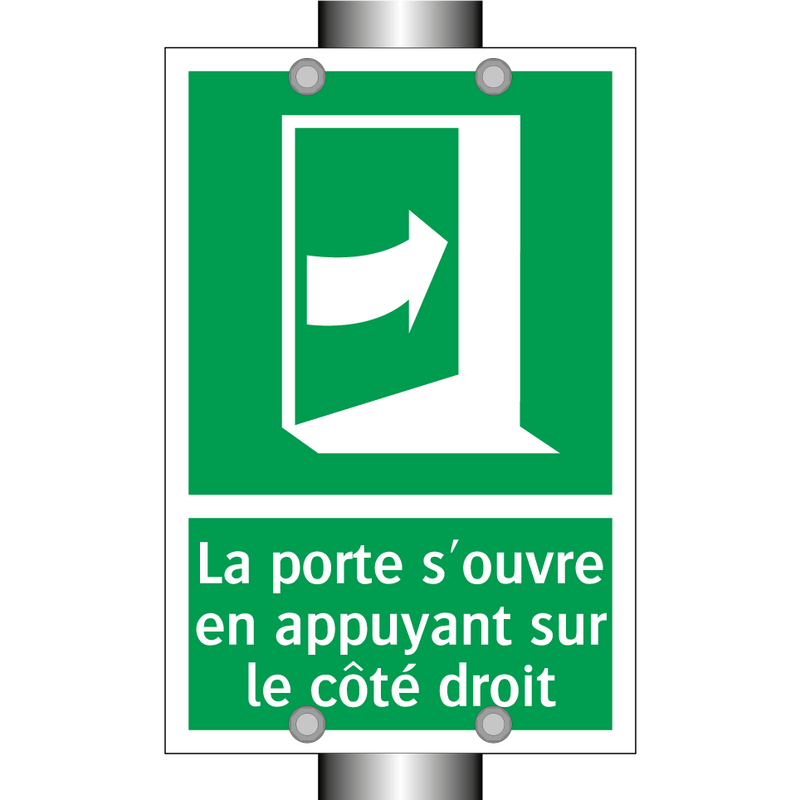 La porte s'ouvre en appuyant sur le côté droit