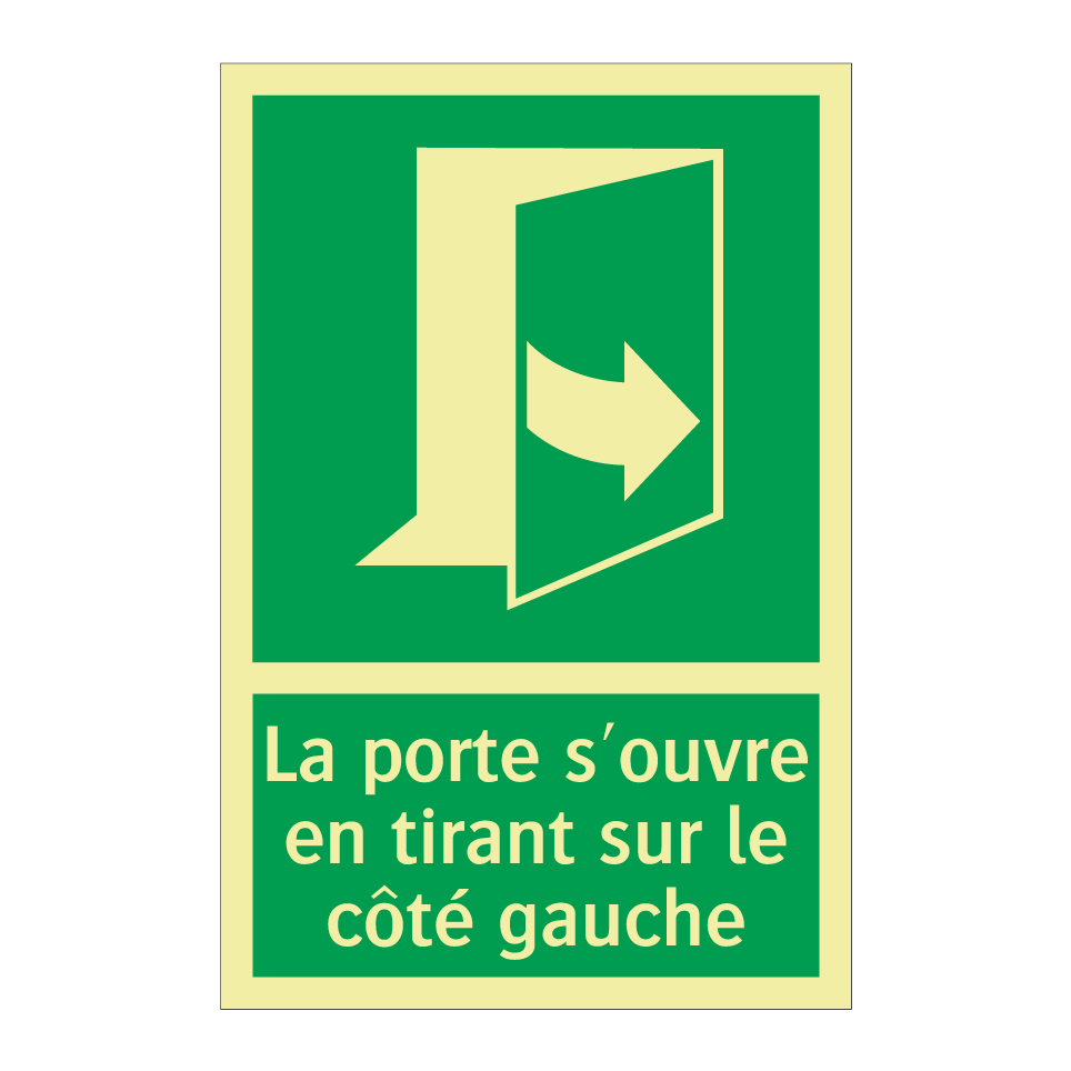 La porte s'ouvre en tirant sur le côté gauche