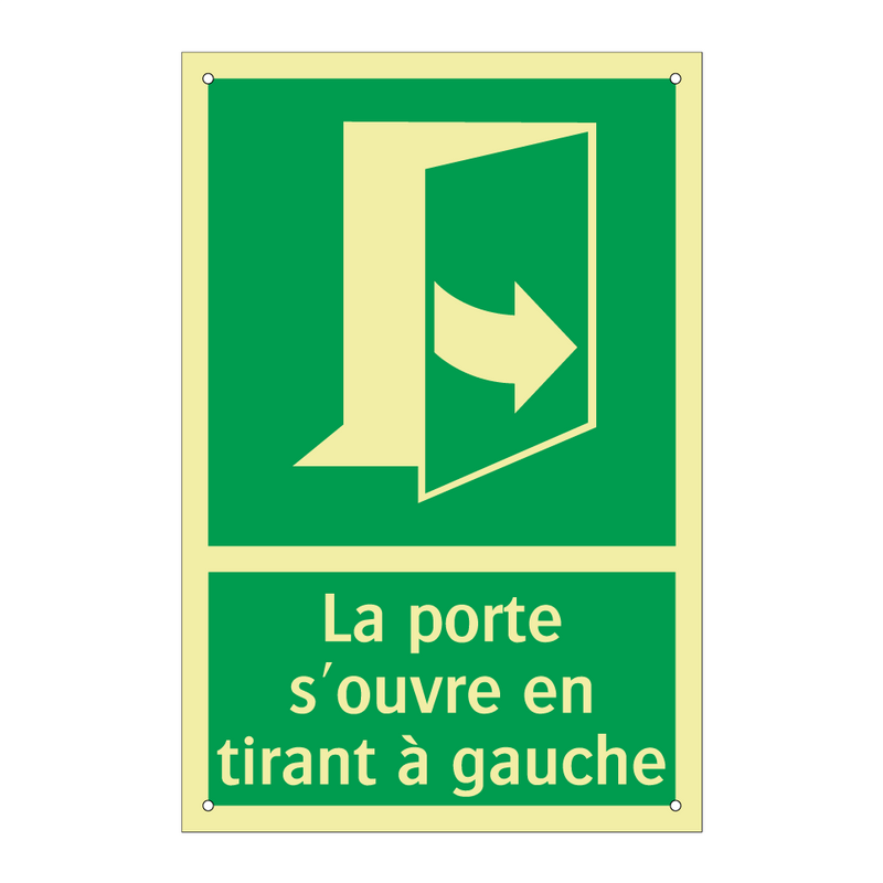 La porte s'ouvre en tirant à gauche