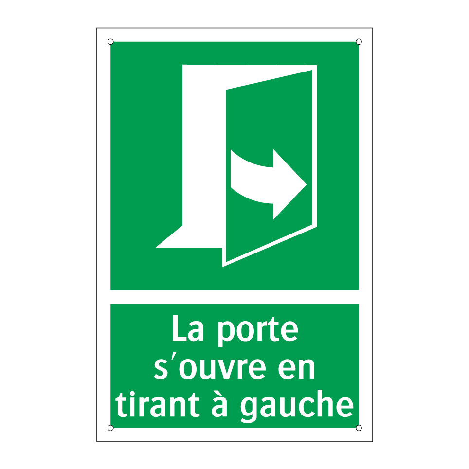 La porte s'ouvre en tirant à gauche