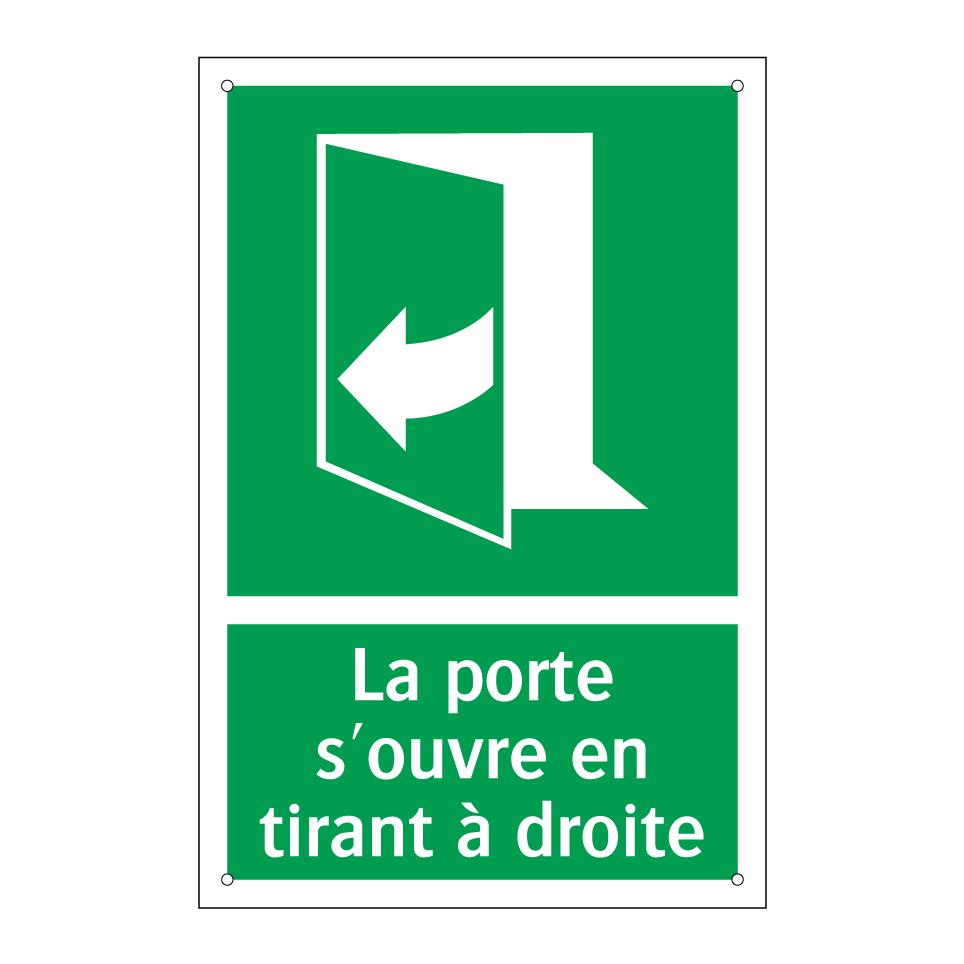 La porte s'ouvre en tirant à droite