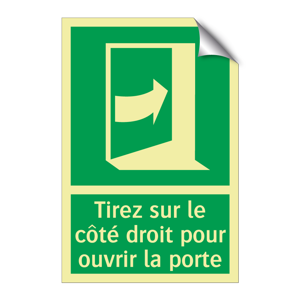 Tirez sur le côté droit pour ouvrir la porte