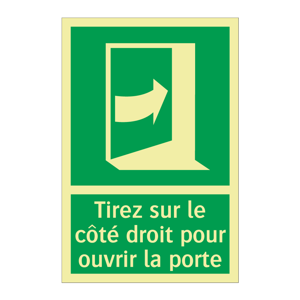 Tirez sur le côté droit pour ouvrir la porte